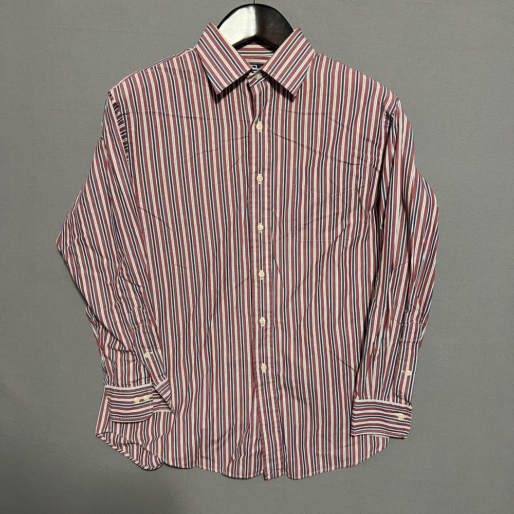 Polo Ralph Lauren Mens Large Red Striped Long Sleeve Button Up Shirt Cotton
